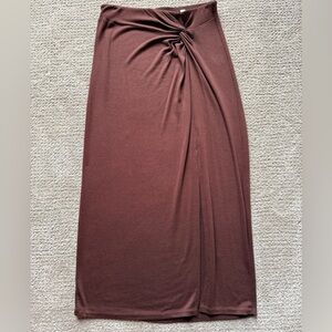Vince chocolate color, side twist Midi skirt with slit